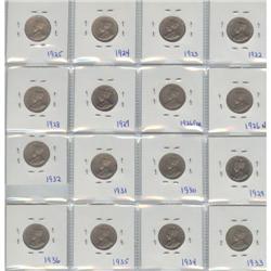 Nickel 5 Cents Collection of 16 George V read