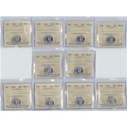10 Cents 1946, ICCS MS-64. Lot of 10