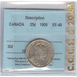 25 Cents 1909, CCCS EF-40. Nice