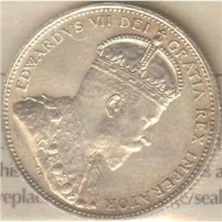 25 Cents 1909, ICCS MS-64. Light gold