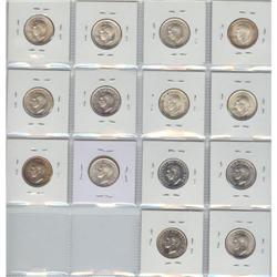 Silver 25 Cents Coll. of 14 Georges VI; read