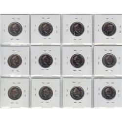 Collection of 12 x 25 Cents 1999 Colored 9