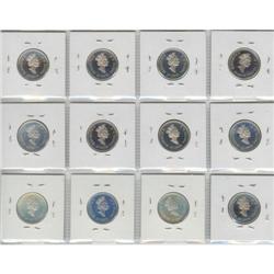 Collection of 12 x 25 Cents 1999 Silver Proof