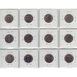 Collection of 12 x 25 Cents 2000 Colored