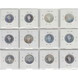Collection of 12 x 25 Cents 2000 Silver Proof