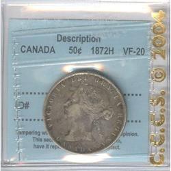 50 Cents 1872H, CCCS VF-20.
