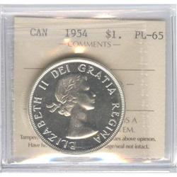 Silver Dollar 1954, ICCS PL-65; Cameo.