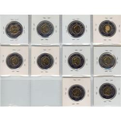 Bimetalic 2 Dollars Collection of 10 read