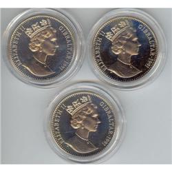 Gibraltar set of 3 Proof Coins in boxe read
