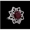 Image 1 : 14KT White Gold 11.02 ctw Ruby and Diamond Ring