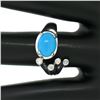 Image 6 : 14kt White Gold 1.23 ctw Cabochon Turquoise and Diamond Cocktail Ring