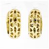 Image 3 : 14K Yellow Gold 1.10 ctw 3 Row Channel Baguette Cut Diamond Hoop Huggie Earrings