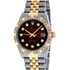 Image 2 : Rolex Mens 2 Tone Red Vignette Pyramid Diamond 36MM Oyster Perpetual Datejust