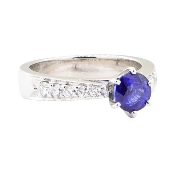 1.52 ctw Sapphire And Diamond Ring - 18KT White Gold