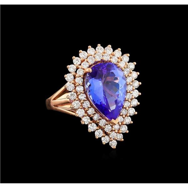 14KT Rose Gold 6.32 ctw Tanzanite and Diamond Ring