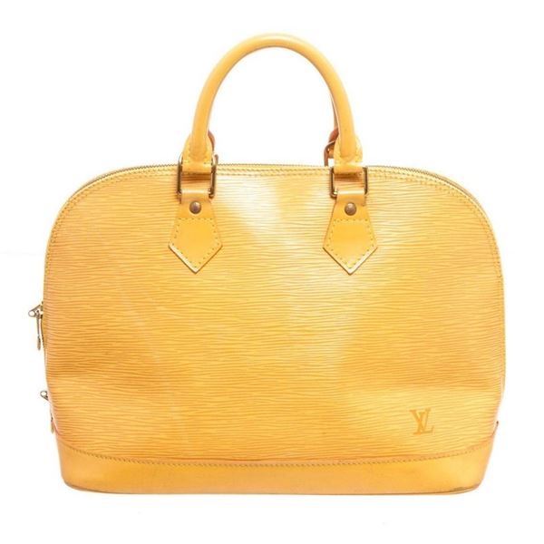 Louis Vuitton Yellow Epi Leather Alma MM Hobo Bag