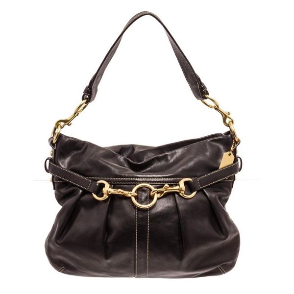 Coach Black Leather Hampton Satchel