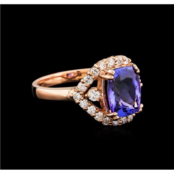 14KT Rose Gold 2.95 ctw Tanzanite and Diamond Ring