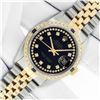Image 2 : Rolex Mens 2 Tone Black String Diamond & Sapphire 36MM Datejust Wristwatch