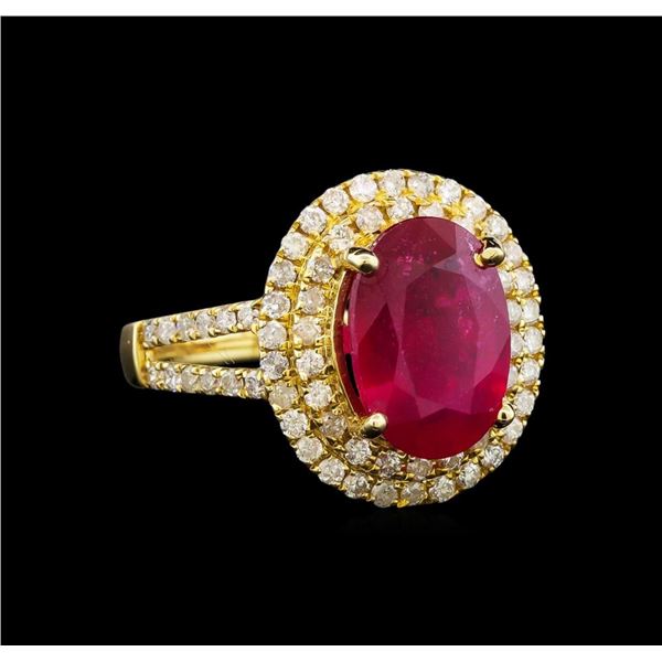 14KT Yellow Gold 4.25 ctw Ruby and Diamond Ring