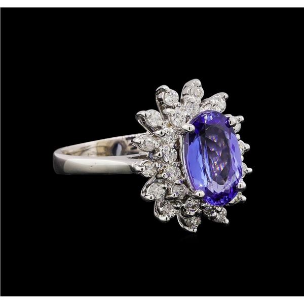 14KT White Gold 1.56 ctw Tanzanite and Diamond Ring