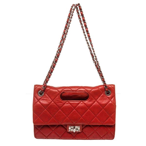 Chanel Red Leather Jumbo Shoulder Bag