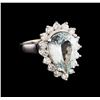 Image 1 : 4.48 ctw Aquamarine and Diamond Ring - 14KT White Gold