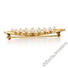 Image 4 : 14kt Yellow Gold Graduated Round Cultured Pearl Polished Crescent Brooch