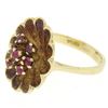 Image 3 : Vintage 14k Yellow Gold 0.25 ctw Round Ruby Cluster Brushed Texture Flower Ring