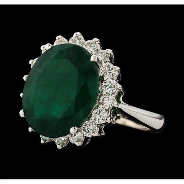 6.88 ctw Emerald and Diamond Ring - 14KT White Gold