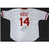Image 1 : Cincinnati Reds Pete Rose Autographed White Jersey "Charlie Hustle" PR Holo Stock