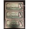Image 1 : SEQUENTIAL 1954 CANADA $1 BANK NOTES (X3)