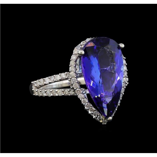 14KT White Gold 5.36 ctw Tanzanite and Diamond Ring