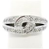 Image 2 : Vintage Platinum 0.50 ctw Round Single Cut Pave Diamond Interlocking Band Ring