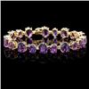 14k Gold 40.00ct Amethyst & 1.00ct Diam Bracelet