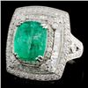 Image 2 : 18K White Gold 3.24ct Emerald & 1.58ctw Diamond Ri