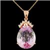 14K Gold 25.50ct Kunzite & 0.40ctw Diamond Pendant