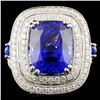 18K Gold 10.44ct Tanzanite & 1.90ctw Diamond Ring