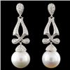 14K Gold South Sea Pearl & 1.18ctw Diamond Earring
