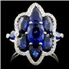18K Gold 5.03ct Sapphire & 0.18ct Diamond Ring