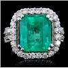 18K Gold 6.67ct Emerald & 1.35ct Diamond Ring