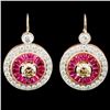 14K Gold 1.81ct Ruby & 2.32ctw Diamond Earrings