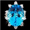 14K Gold 11.14ct Topaz & 0.42ctw Diamond Ring