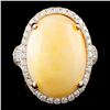 14K Gold 12.04ct Opal & 1.06ctw Diamond Ring