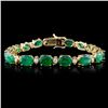 14K Gold 30.00ct Emerald & 1.50ct Diamond Bracelet