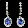 14K Gold 4.00ct Tanzanite & 1.40ctw Diamond Earrin