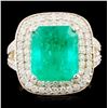 Image 1 : 18K Gold 5.50ct Emerald & 1.09ctw Diamond Ring
