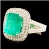 Image 2 : 18K Gold 5.50ct Emerald & 1.09ctw Diamond Ring
