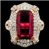 18K Gold 5.48ct Tourmaline & 1.54ctw Diamond Ring
