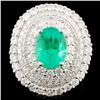 18K Gold 2.27ct Emerald & 2.40ctw Diamond Ring